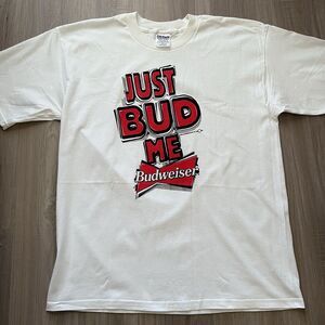 VTG Budweiser 1996 Just Bud Me Budweiser Beer Promo Tee  Shirt Size XL RARE
